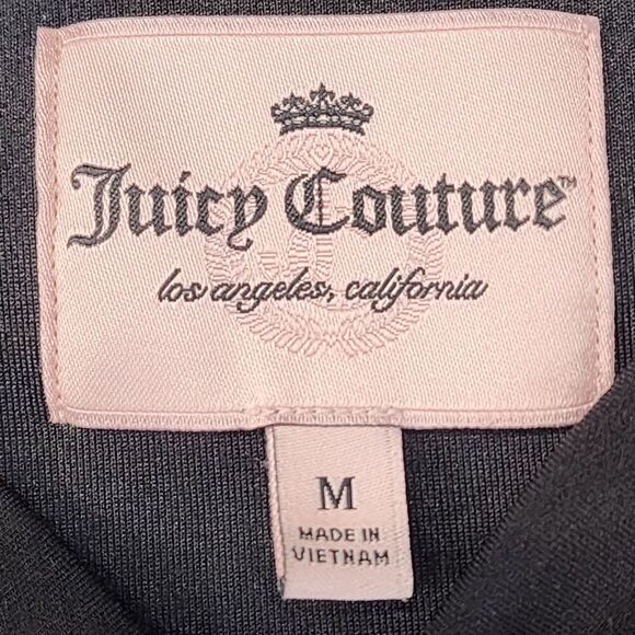 Juicy Couture Bomber Jacket Women M Black Gray Zip Up Couture Logo Casual - Picture 10 of 12
